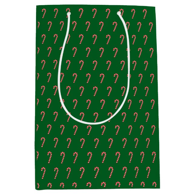 Traditional candy cane & green medium gift bag (Front)