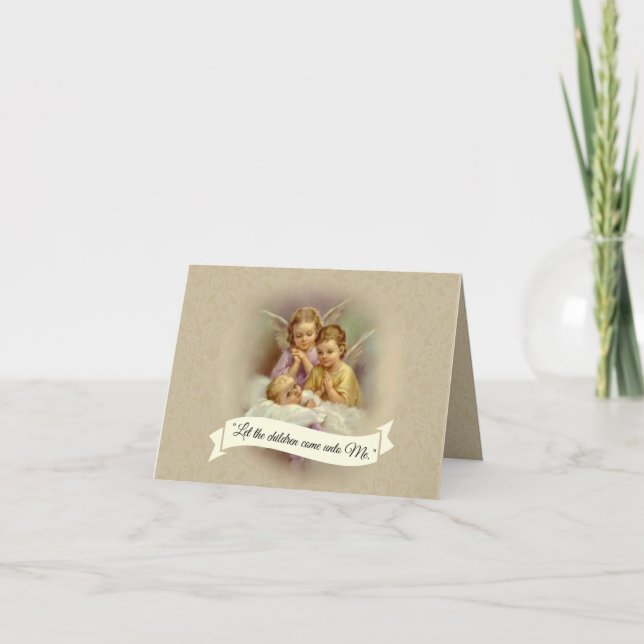Traditional Catholic Angel Baptism Invitation (Front)