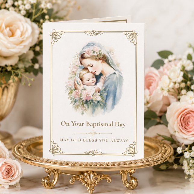 Traditional Catholic Baptism Blessed Virgin Mary Card (Creator Uploaded)