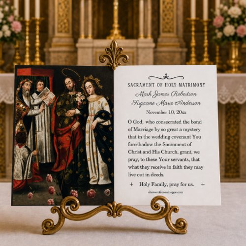 Traditional Catholic Betrothal Holy Family Prayer Place Card