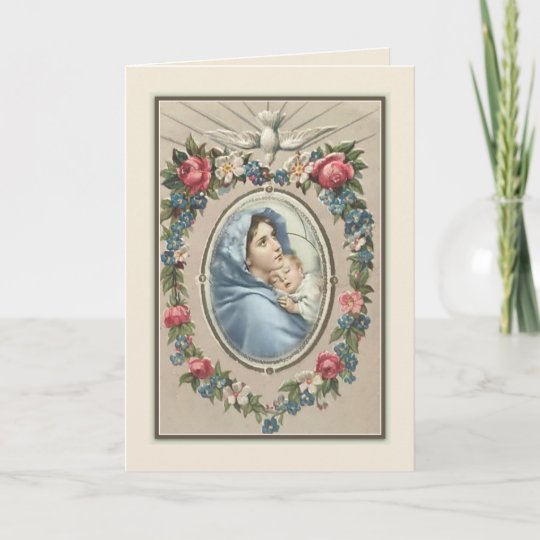 Traditional Catholic Blessed Virgin Mary Flowers Card | Zazzle.com