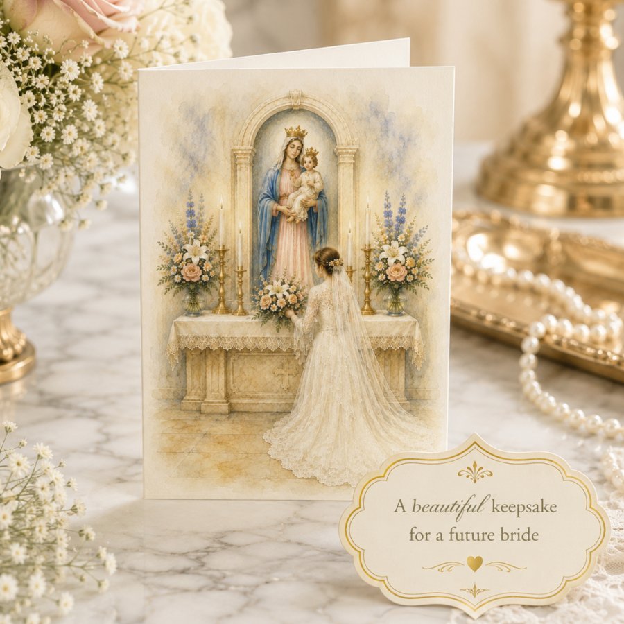 Traditional Catholic Bridal Shower Card |
