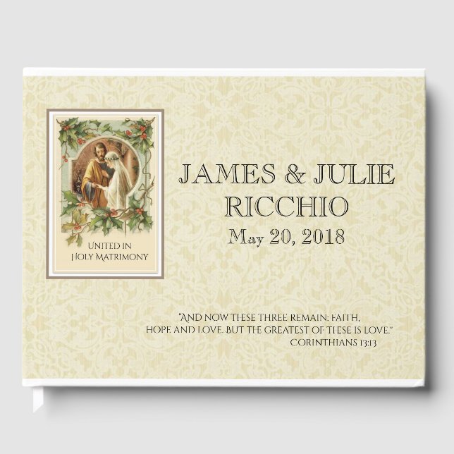 Traditional Catholic Christmas Wedding Guest Book (Front)
