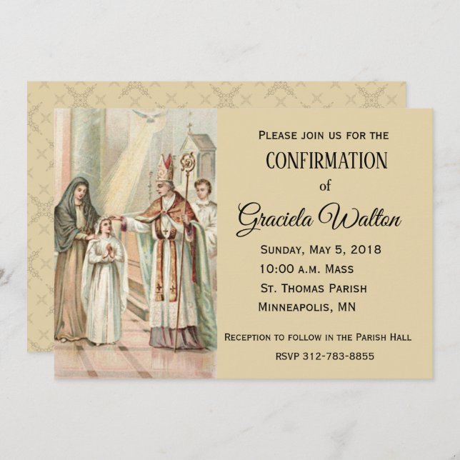 Traditional Catholic Confirmation Confirm Invitation (Front/Back)