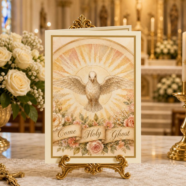 Traditional Catholic Confirmation Holy Ghost Praye Holiday Card (Creator Uploaded)
