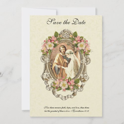 Traditional Catholic Elegant Vintage Blossoms Save The Date