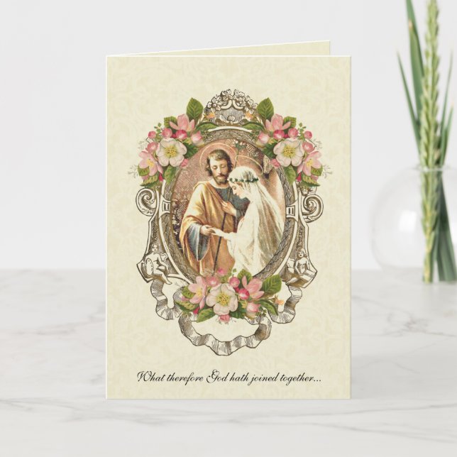 Traditional Catholic Elegant Vintage Wedding Invitation (Front)