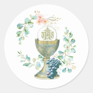Traditional Catholic First Holy Communion  Classic Classic Round Sticker