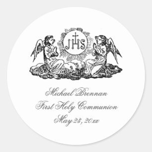 Traditional Catholic First Holy Communion Classic Round Sticker