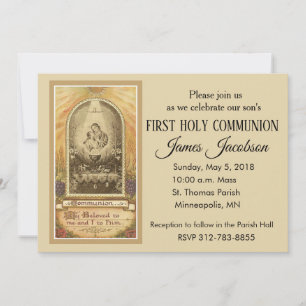 Traditional Catholic First Holy Communion Invitati Invitation
