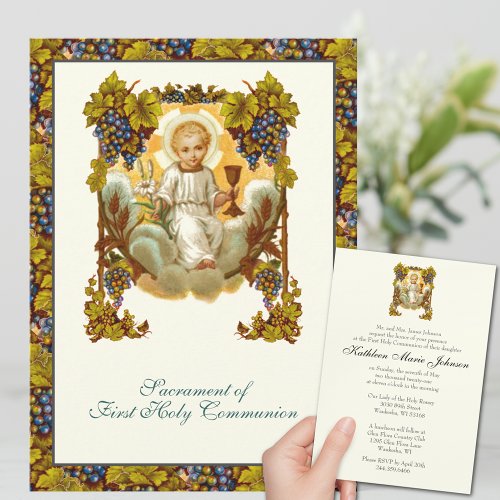 Traditional Catholic First Holy Communion Jesus  Invitation