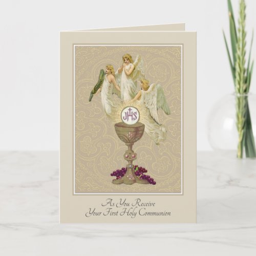 Traditional Catholic First Holy Communion Prayer Card