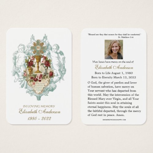 Traditional Catholic Funeral Memorial Holy Card _