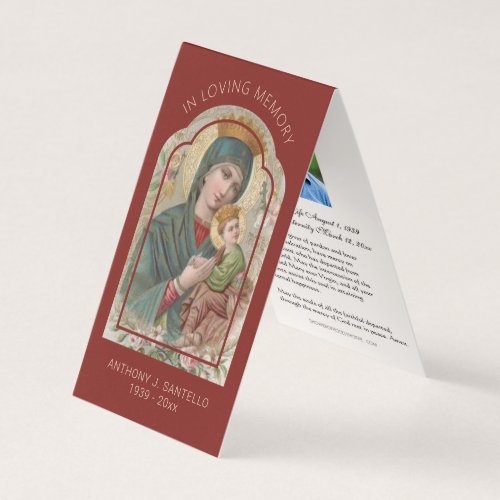 Traditional Catholic Funeral Virgin Mary Prayer  Business Card