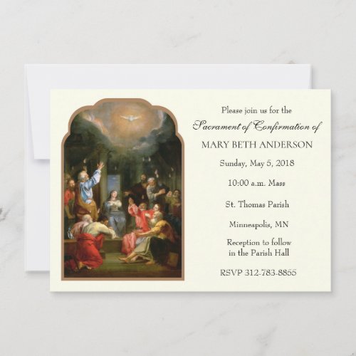 Traditional Catholic Girl Confirmation Confirm Inv Invitation