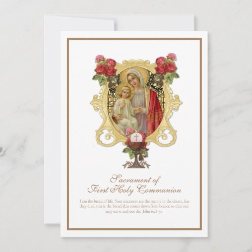 Traditional Catholic  Holy Communion Mary Jesus  I Invitation