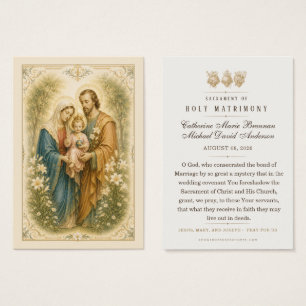 Traditional Catholic Holy Matrimony Prayer Cards