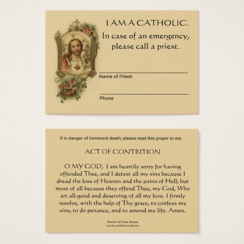 Traditional Catholic ID Emergency Holy Prayer Card