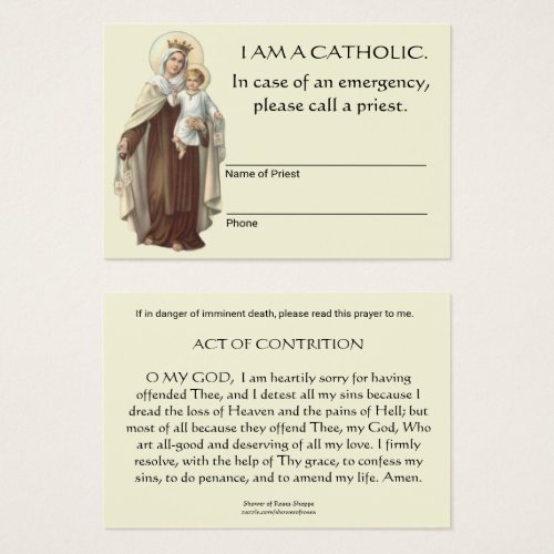 Traditional Catholic ID Emergency Holy Prayer Card