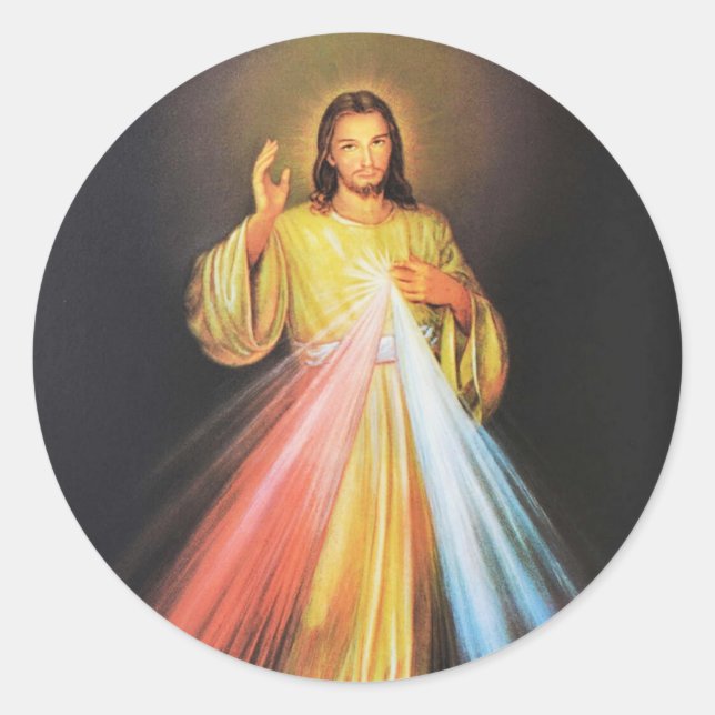 Traditional Catholic Jesus Divine Mercy Religious  Classic Round Sticker (Front)