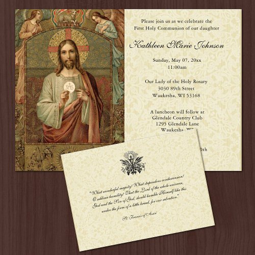 Traditional Catholic Jesus First Communion  Invita Invitation