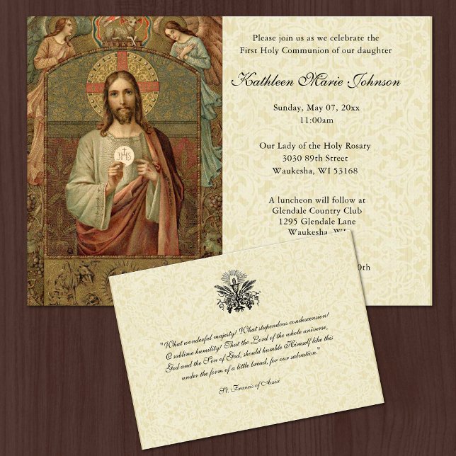 Traditional Catholic Jesus First Communion  Invita Invitation (Creator Uploaded)