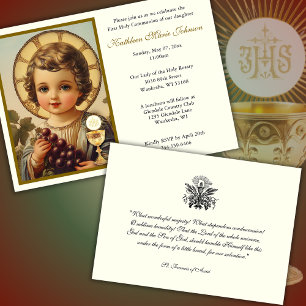 Traditional Catholic Jesus First Communion Invitation