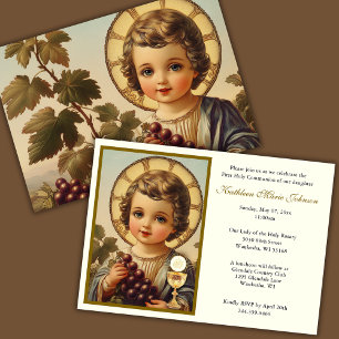 Traditional Catholic Jesus First Communion Invitation