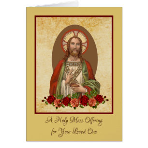 Traditional Catholic Jesus Sympathy Mass Offering Cards