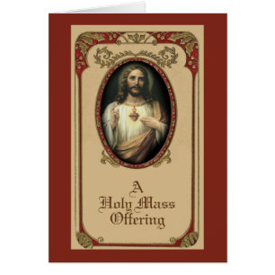 Traditional Catholic Jesus Sympathy Mass Offering Cards