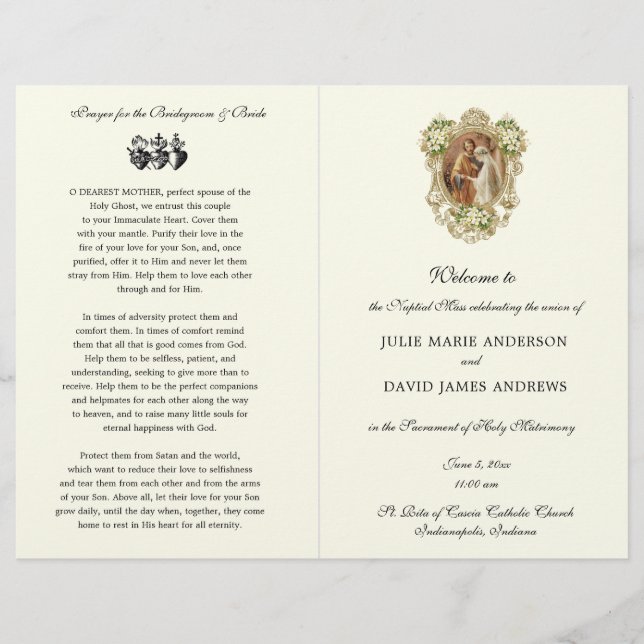 Traditional Catholic Latin Mass Wedding Program (Front)