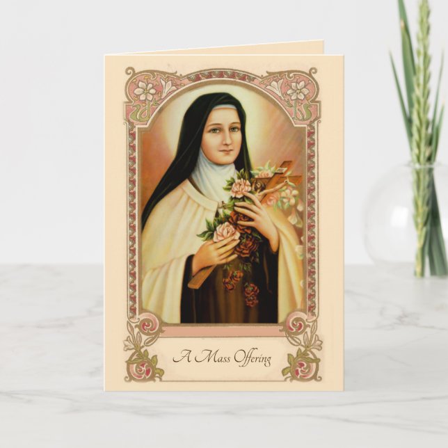 Traditional Catholic Mass Offering St. Therese Card (Front)