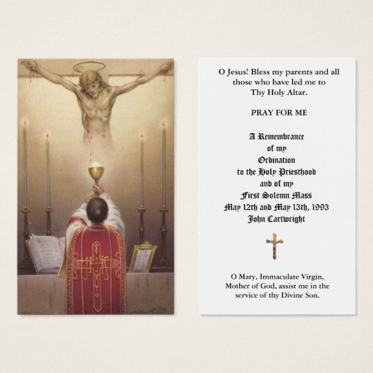 TRADITIONAL CATHOLIC PRIEST ORDINATION HOLY CARDS (Front & Back)