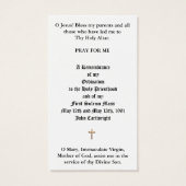 TRADITIONAL CATHOLIC PRIEST ORDINATION HOLY CARDS (Back)