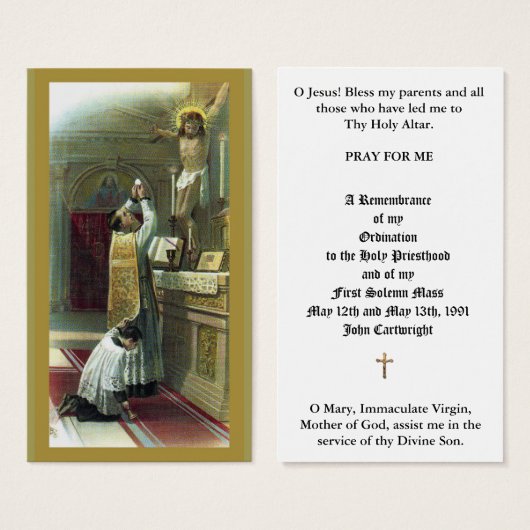 TRADITIONAL CATHOLIC PRIEST ORDINATION HOLY CARDS (Front & Back)