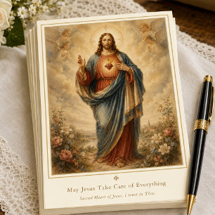 Traditional Catholic Sacred Heart Jesus Surrender Card