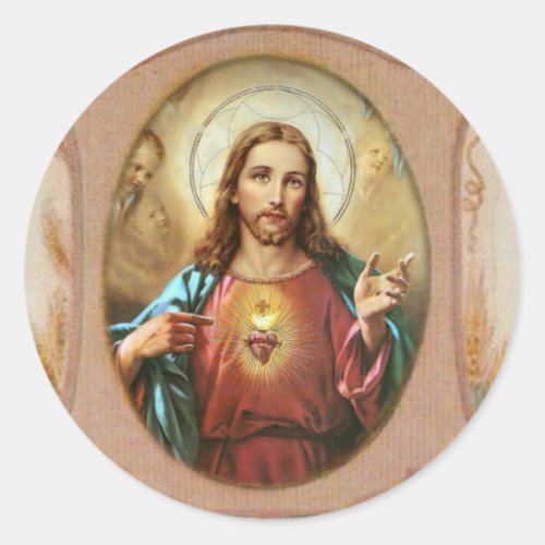Traditional Catholic Sacred Heart of Jesus Classic Round Sticker