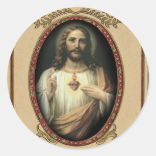 Traditional Catholic Sacred Heart of Jesus Classic Round Sticker