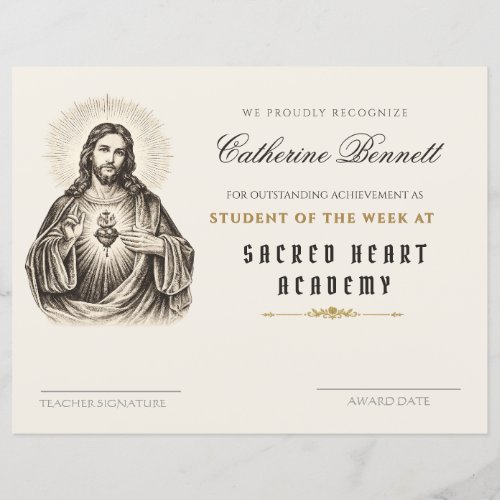 Traditional Catholic Sacred Heart Student Award