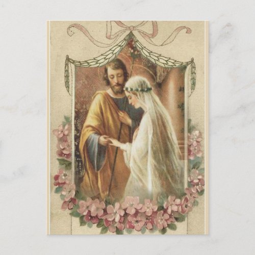 Traditional Catholic SAVE THE DATE Wedding Announcement Postcard