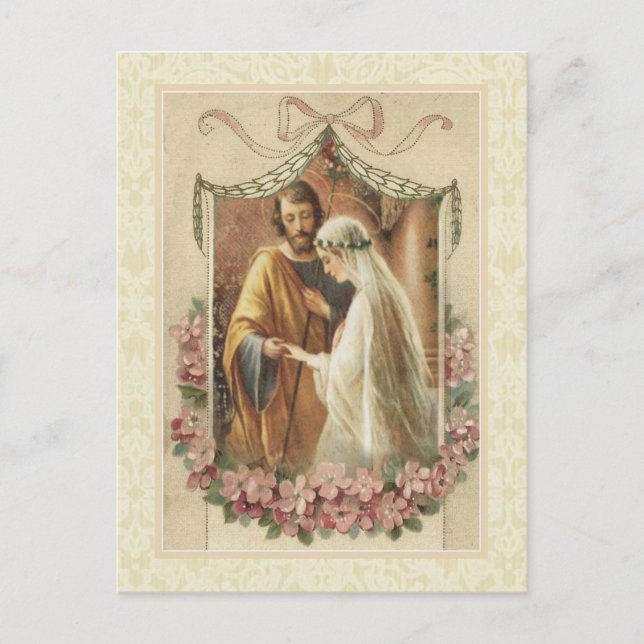 Traditional Catholic SAVE THE DATE Wedding Announcement Postcard (Front)
