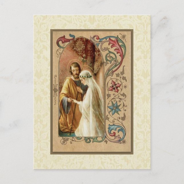 Traditional Catholic SAVE THE DATE Wedding Announcement Postcard (Front)