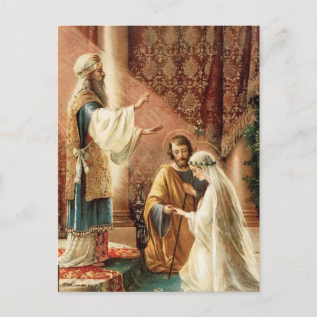 Traditional Catholic SAVE THE DATE Wedding Announcement Postcard (Front)