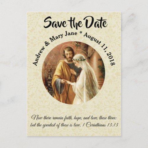 Traditional Catholic SAVE THE DATE Wedding Announcement Postcard