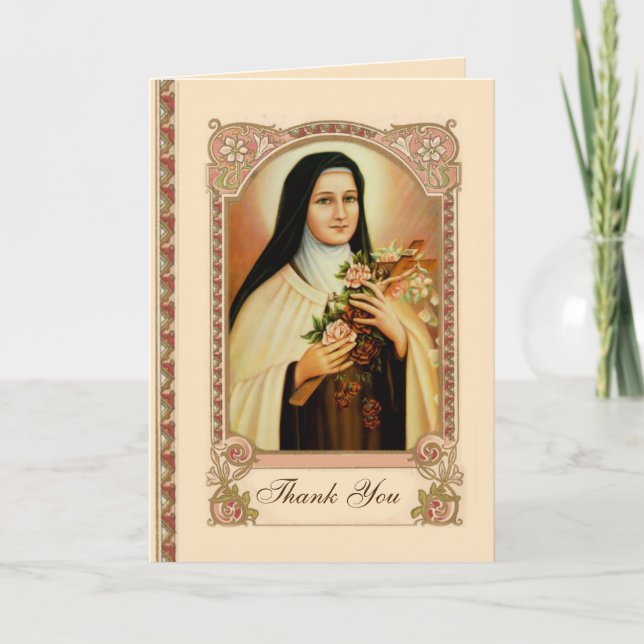 Traditional Catholic St. Therese Thank You Card (Front)