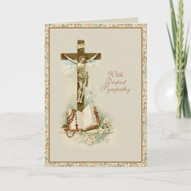 Traditional Catholic Sympathy Condolence Crucifix  Card (Front)