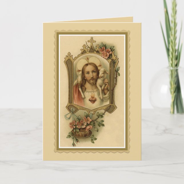 Traditional Catholic Sympathy Jesus Lamb Card (Front)