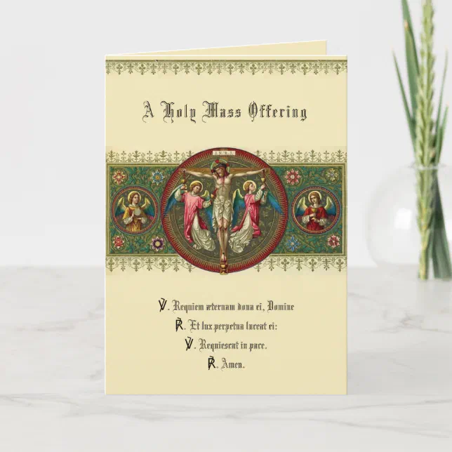 Traditional Catholic Sympathy Mass Offering Cross Card | Zazzle