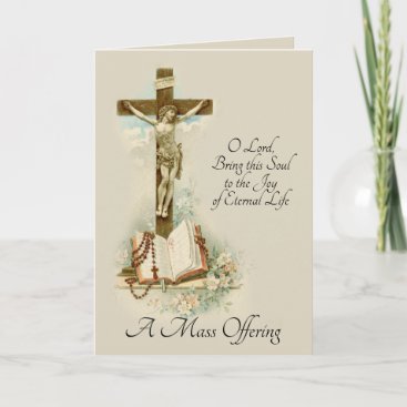 Traditional Catholic Sympathy Mass Offering Cross Card