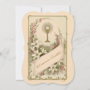 Traditional Catholic Vintage Communion Invitation